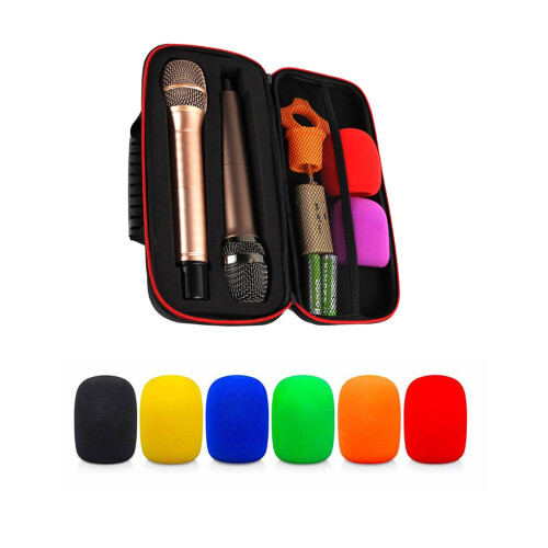 EVA – étui de rangement pour microphone, housse en éponge-Rouge 2