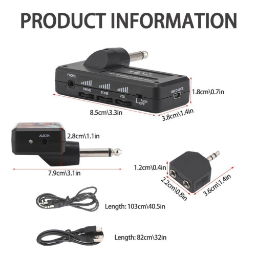 Guitar Headphone Amplifier USB Rechargeable Mini Guitar 2