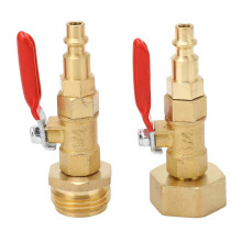 Robuuste messing adapter voor voorbereiding op koud weer, tuinslangaansluiting met 1/4 inch snelkoppeling en kogelkraan, winterklaar afblaasadapter