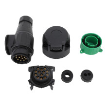 Adattatore per presa di traino per roulotte e rimorchi, converte il connettore da 13 pin a 7 pin, con perni in rame scanalati, in plastica nera