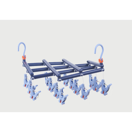 Plastic Folding Multi Head Drying Rack Dark Purple 14 Clips 2