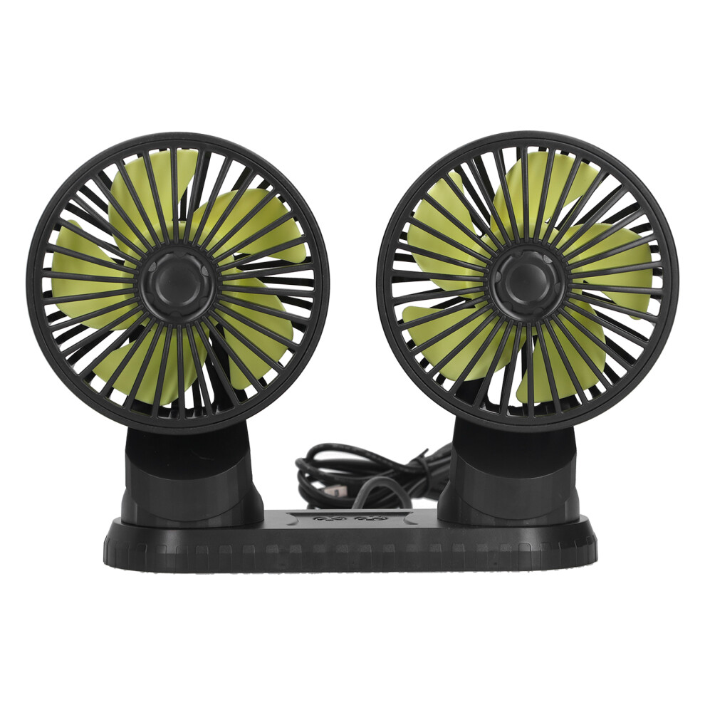 Vehicle Cooling Fan With 360 Degree Rotation, Brushless Dual Head Fan For Car With Three Wind Levels And Portable Dashboard Design 9159805509056