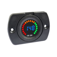Waterproof LED Digital Volt Meter Gauge DC 12V 24V Battery Voltage Monitor Panel Mount Voltmeter Corrosion Resistance Easy Installation Universal