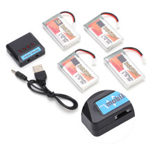 4 Stück 3,7V 1200mAh Lipo-Akkus für RC-Autos/Fluggeräte mit Ladegerät