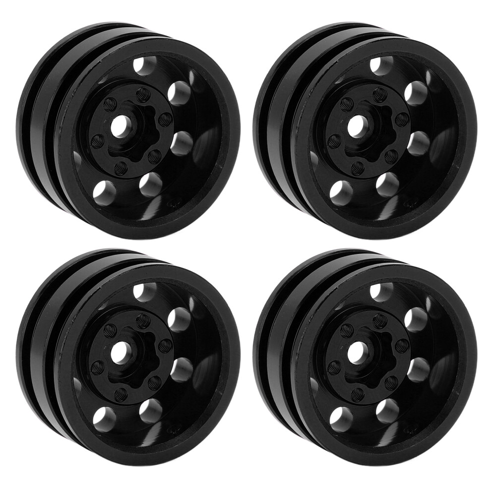 4Pcs Aluminum 8-Hole Wheel Rims For 1/24 Rc Climbing Car Black 7671376435777