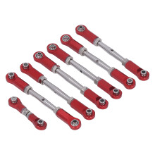 7 Stück Metall-Verstellbarer Klemmlink-Stangensatz für 1/10 RC Autos, Rot