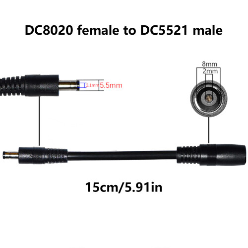 DC5521 to DC8020 Power Cable for Solar Energy Conversion LED 1
