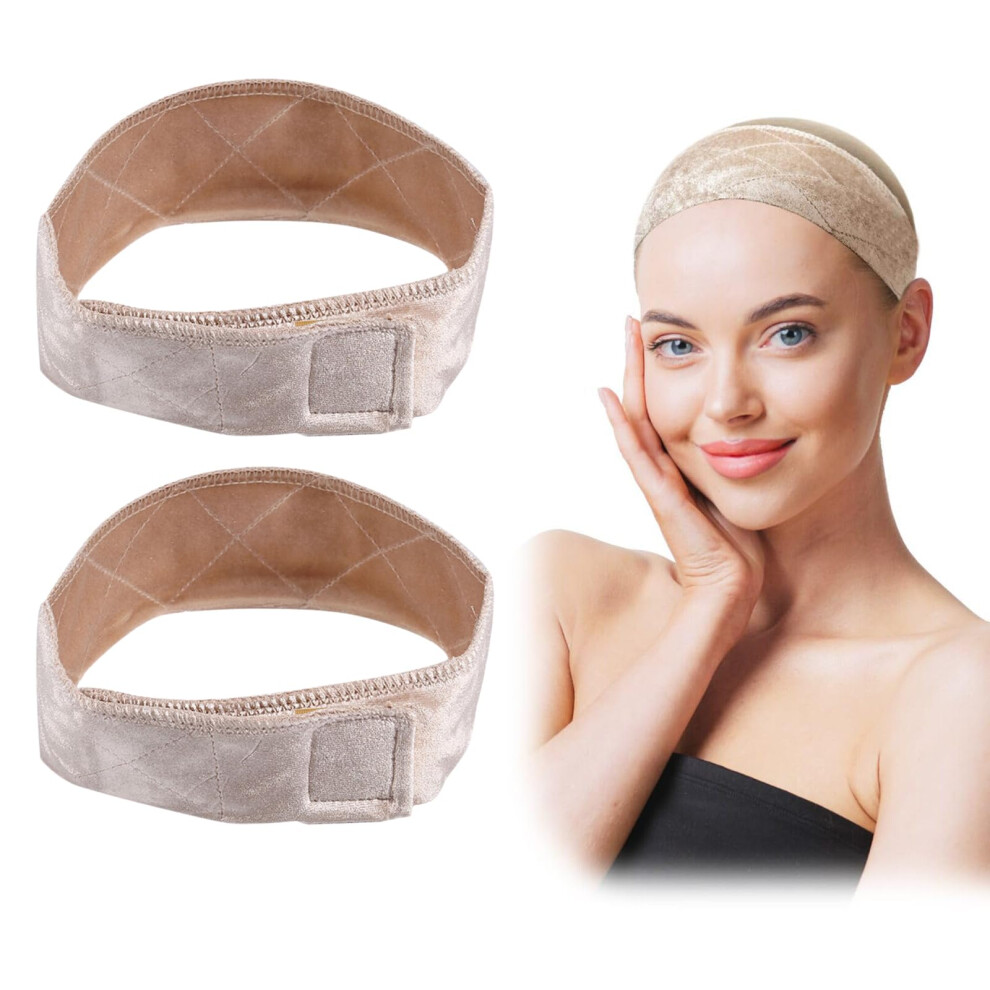 Unisex Cream Wig Grip Headband Elastic Nude Velvet For Wigs Hold In Place 2 Pcs
