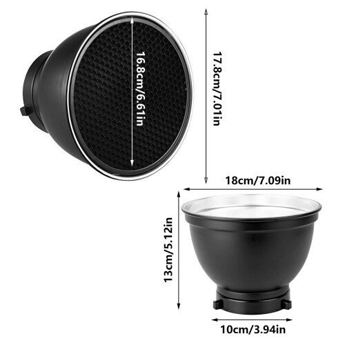 7 inch flitslichtreflector diffuser schotel lampenkap voor-set 1 1
