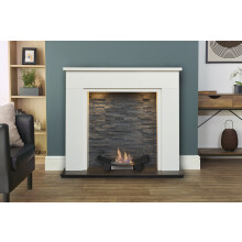 Acantha Rimini White Marble Fireplace with Downlights & Calda Bio Etha