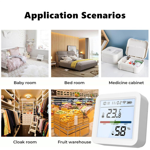 Hygrometer Indoor Humidity Smart Temperature And Humidity Sensor Portable Digital Wireless Detector Zigbee With Screen 2