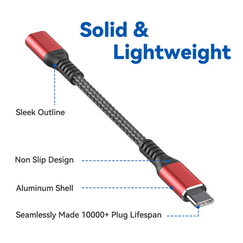 12cm Long USB C Extension Cable Type C Female to Male Data 1