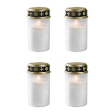 Set of 4 grave lights white, LED candle, grave candle flicker, incl. batteries