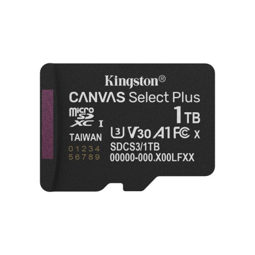 Kingston Kingston Technology 1TB microSDXC Canvas Select Plus Gen3 150MB/s A1 Card + Adapter 2