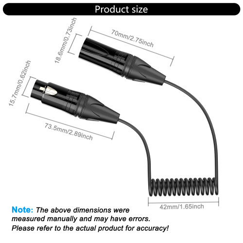 Spring Retractable 3Pin 3Pin Male Female Cable Balanced Shielded 2