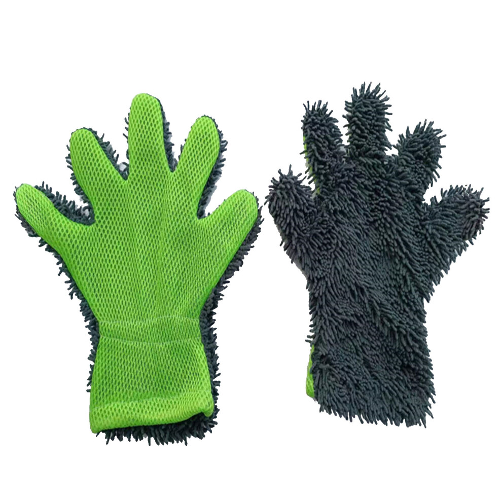 Double Sided Cleaning Gloves For Automotive Use, Microfiber Wash Mitt 5 Finger Design For Hard-To-Reach Areas, Car Wash Mitt Non-Abrasive For Safe On 9104538483357