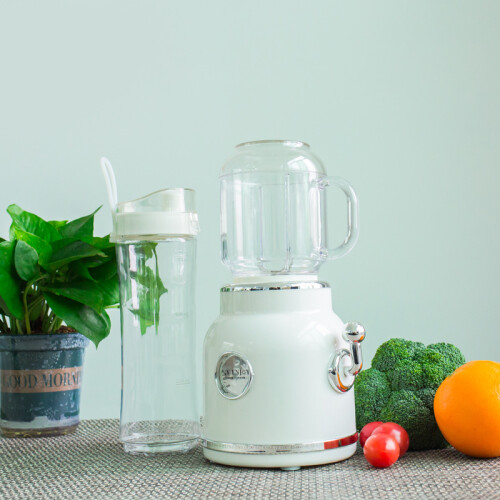 Portable Retro Mini Blender, Double Cup Shake & Ice Crusher, 1300g 1
