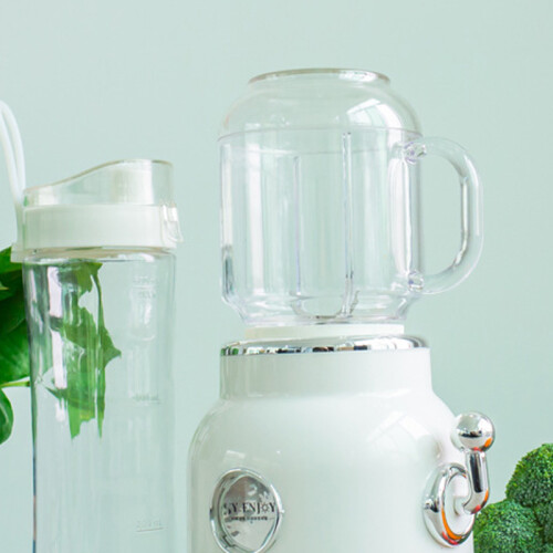 Portable Retro Mini Blender, Double Cup Shake & Ice Crusher, 1300g 2