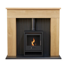 Adam Innsbruck Stove Fireplace in Oak with OKO S1 Bio Ethanol Stove in