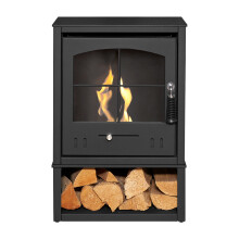 OKO S2 Bio Ethanol Stove with Log Storage in Charcoal Grey