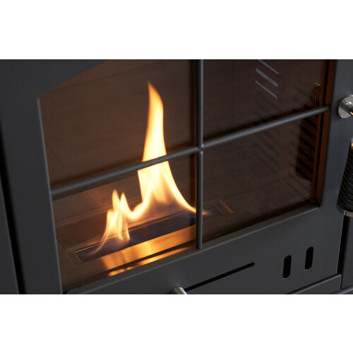 OKO S2 Bio Ethanol Stove with Log Storage in Charcoal Grey 2