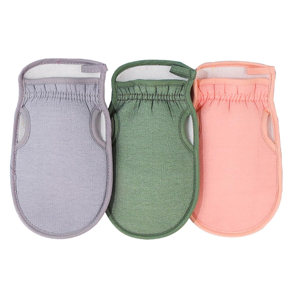 Grey/Pink/Green 3Pack Exfoliating Gloves, Hamam Gloves, Body Scrub Mitts, Shower Gloves For Sauna, Bath, And Skin Exfoliation (, Green)
