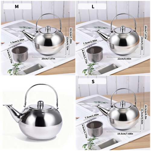 Ergonomic Handle Stainless Steel Teapot Comfortable Grip For-L 2