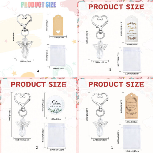 Porte-clés à breloques ailes d'ange, 30 pièces, avec sac à-A01 2