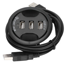 Plug and Play USB-hub for skrivebord, SuperSpeed USB-adapter med enkel monteringsdesign, 3-porters skrivebordsorganisator som støtter rask