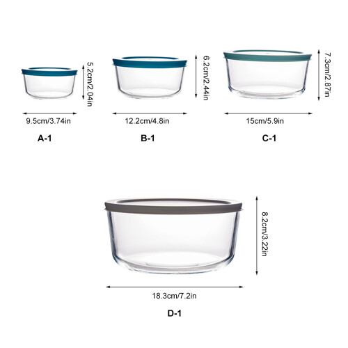 Sealed Clear Glass Bowl Microwave Safe Stackable-240ML with lid 2