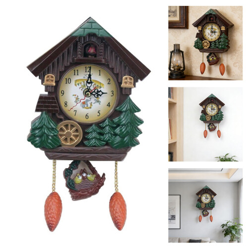 Wall Mounted Clock Farmhouse Bird House Cuckoo Pendulum Clock 1