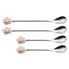 Stainless Steel Spoon Flower Shape Handle Design for Ice-Silver