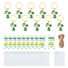 Four Leaf Charm Keyrings Metal Keychains Patricks Day Decorative