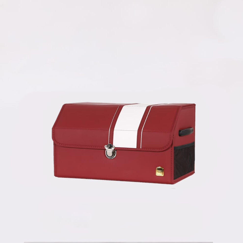 Car Leather Trunk Organizer Fits Mitsubishi Colt Lancer Grandis Carisma Asx Eclipse Cross Foldable Wine Red 9189345953125