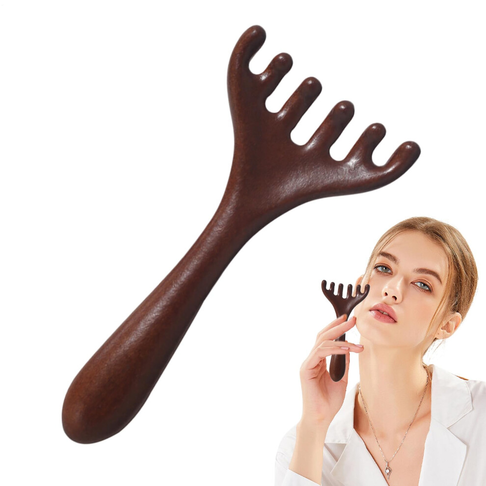 Wood Scalp Massager with Ergonomic SixClaw Design for Relaxation and Gentle Scalp Care