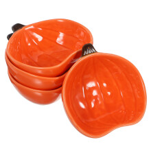 Pumpkin Shaped Ceramic Pet Feeding Bowls Set For Hamsters And Small Animals NonTip Food And Water Dishes Easy To Clean