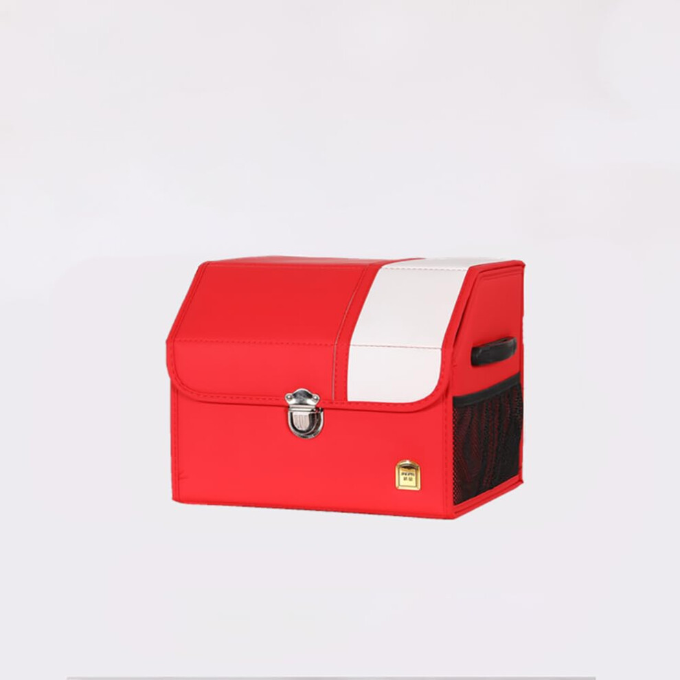 Car Leather Trunk Organizer For Cadillac Xt4 Xt5 Xt6 (222/232) Foldable Leather Collector Box Storage Red 9412369013040