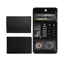 Jewelry roll pouch, jewelry organizer, foldable jewelry bag, fashionable jewelry wallet, jewelry roll (Black) 43x22.5cm Black