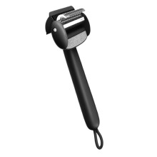 Detangling comb for cats, undercoat brush – grooming tool for removing knots – faux fur care for dogs and cats, black