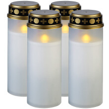 LED Grave Candles: Set of 4 XL LED Grave Lights, Light Sensor, Battery Operated, 21 cm, White (Candle Grave Light, Flickering Function, Tea Lights)