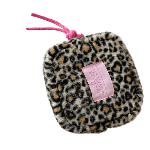 Leopard Print Plush Small Organizer Sanitary Pad Holder-Black