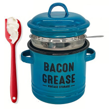 Emaille Bacons Vethoudercontainer met-Blauwe filterschraper