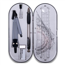 8Piece Math Geometry Set for Students and Engineers for Drawing Drawing Compass, Essentials Math Study Tool Kit Tool Set for Students Light Grey
