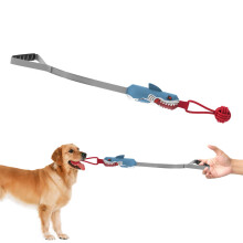 Rope toy for dogs, squeaky toy, cotton ball with handle, interactive training game, durable cotton rope toy, 35.43 x 2.76 cm shark