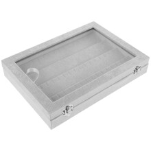 Graue Schmuckbox Aus Verbundmaterial Mit Durchsichtigem Deckel