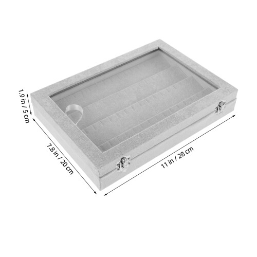 Graue Schmuckbox Aus Verbundmaterial Mit Durchsichtigem Deckel 1