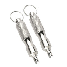 2 Pack Tire Valve Core Removal Tool with Keyring for Car and Motorcycle Stainless Steel