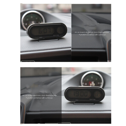 LCD Backlight Digital Dashboard Clock With Fahrenheit Temperature Blue Backlight 2 In 1 Car Clocks Small Electronic Clock Adjustable Base For Visual 2