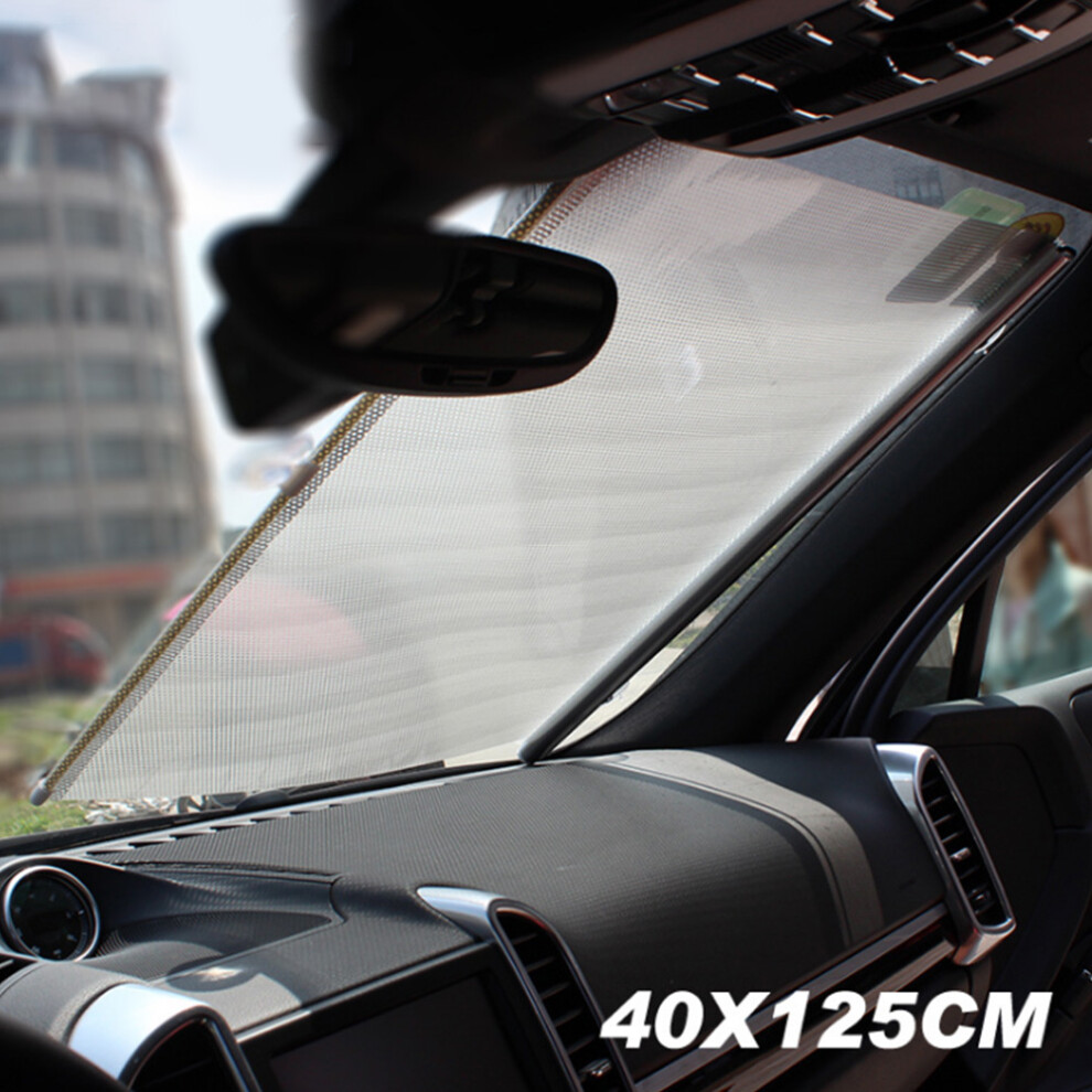 Retractable Windshield Sun Shade Car Protector Blocks 99% Uv Rays Thermal Insulation Underlay Adjustable Fit Various Models Retractable Windshield 9482726457930