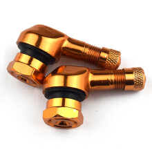 Tubeless Valve Aluminum Alloy 90Degree LeakProof Universal Motorcycle Rim Valve 2Piece Orange